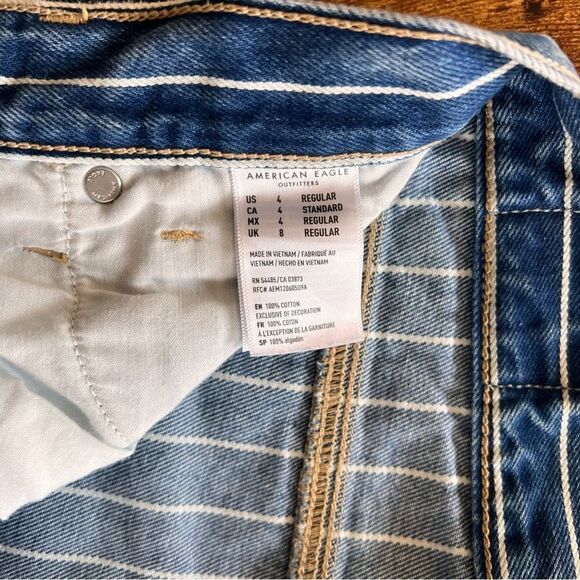 American Eagle Medium Wash Striped High Rise Mom Jeans - Picture 6 of 9